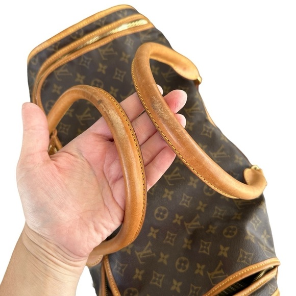 Authentic Louis Vuitton Monogram & Vachetta Leather Dog Pet Carrier Sac Chien 50 - Picture 14 of 15